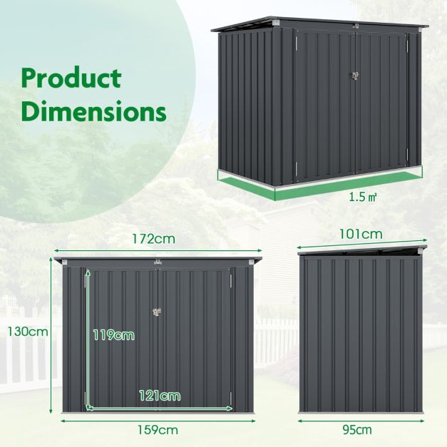 Pro-Tect 5'x 3' Double Metal Wheelie Bin Storage Unit - Dark Grey - Image 11