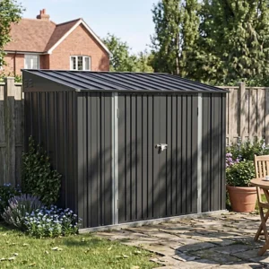 Living and Home 10x5 Metal Pent Roof Metal Garden Tool Storage Shed - Black