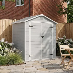 Living and Home 6x6  Plastic Apex Shed - Smokey Grey Wood Grain