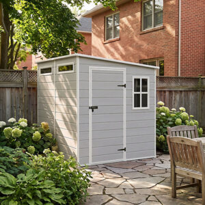 Living and Home 6x6 Plastic Pent Shed - Smokey Grey Wood Grain