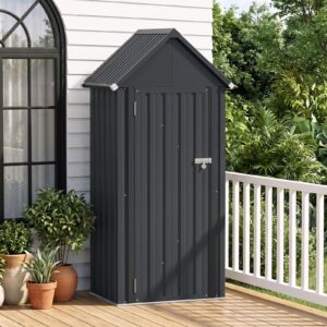 Pro-Tect 2.5'x2' Metal Garden Tool Shed with 3 Adjustable Shelves - Dark Grey