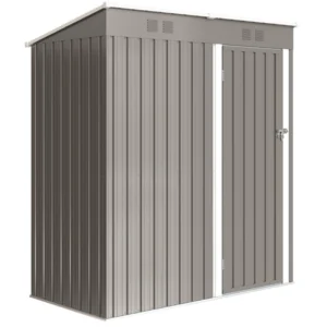 Outsunny 5'x3' Outdoor Metal Storage Shed -  Light Grey