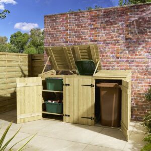 Rowlinson Traditional Timber Overlap Double Bin Store With Box Store
