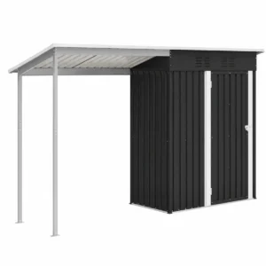 Pro-Tect 4.5'x 2.5' Metal Pent Shed with 5' Extension Canopy Anthracite and White