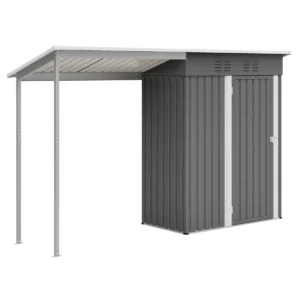 Pro-Tect 4.5'x 2.5' Metal Pent Shed with 5' Extension Canopy Grey and White