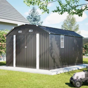 Pro-Tect 10'x12' Metal Barn Style Shed with Foundation Grid  - Anthracite Grey
